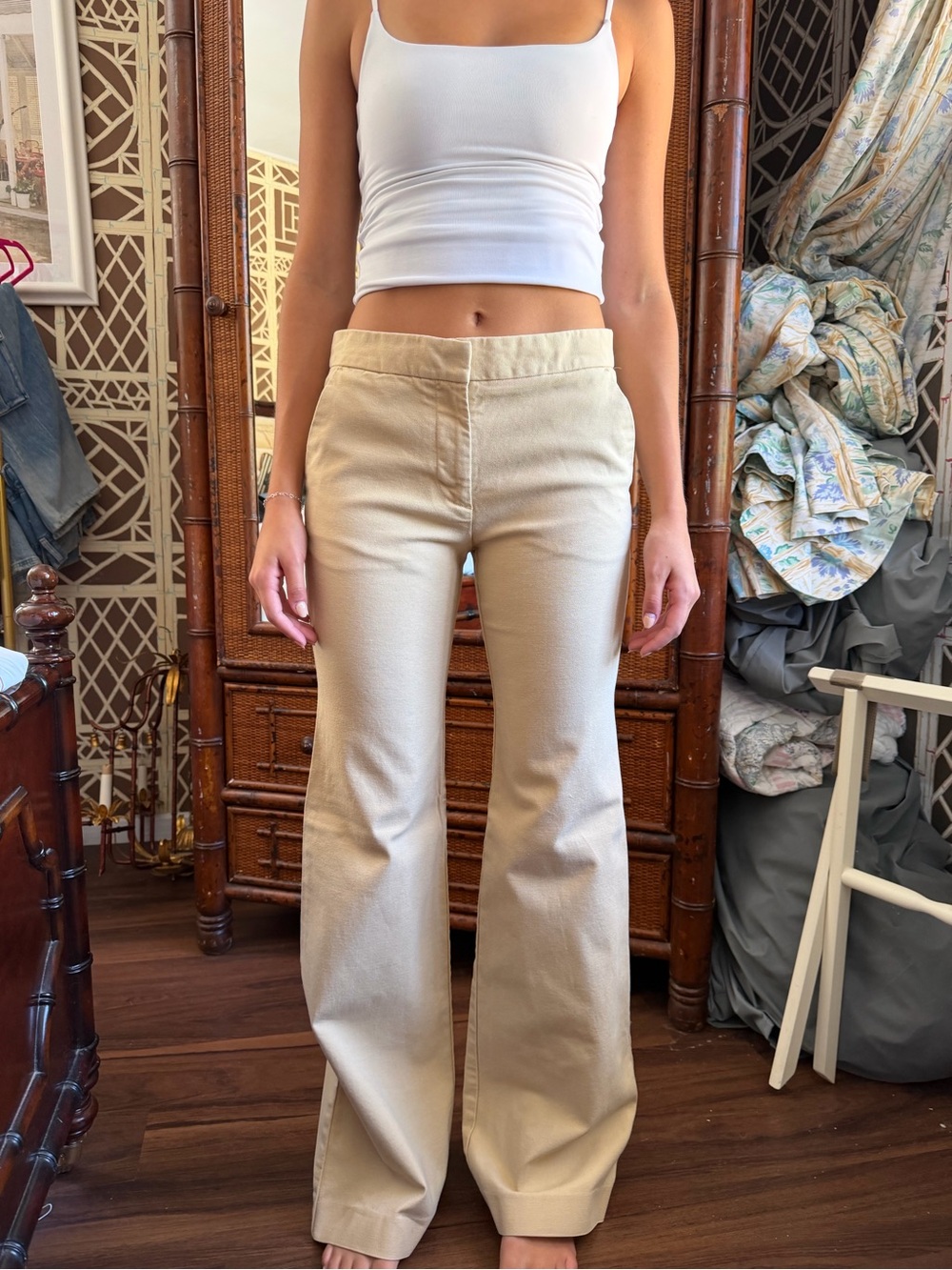 Tory Burch Beige Flared Pants — Neutral Bootcut Trousers